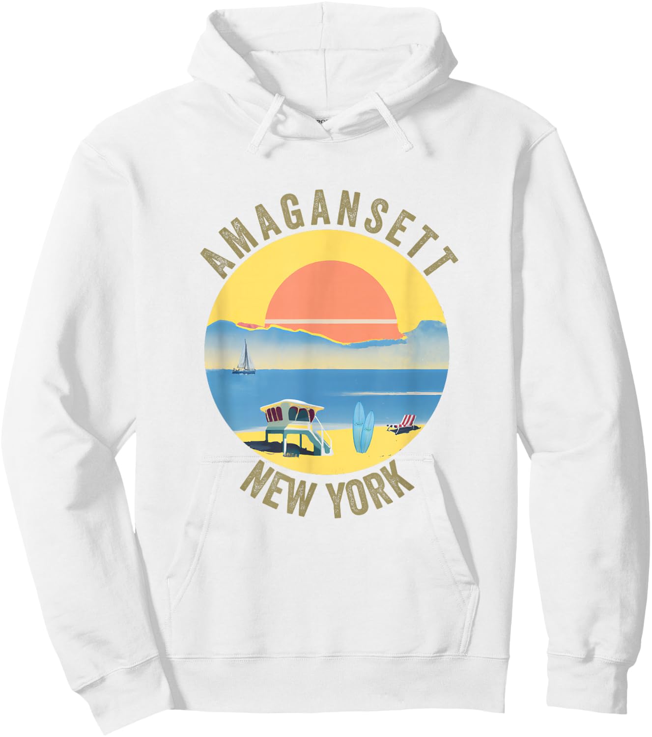 Amagansett Souvenir Apparel - Retro Vintage Amagansett Hoodie - Hoodie | White
