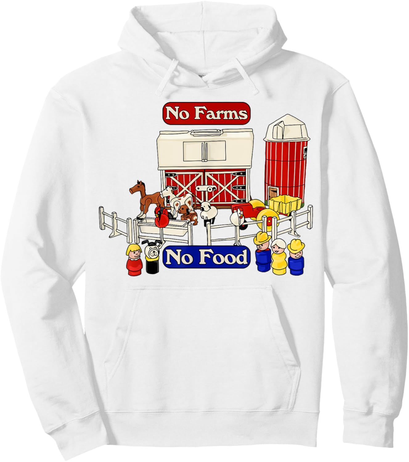 Little People Family Farm - No Farms No Food Hoodie - Hoodie | White