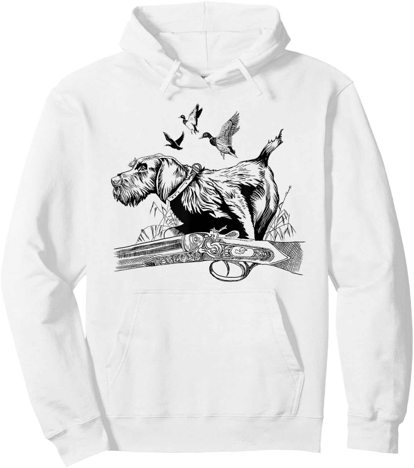 German Wirehaired Hunting Dog Hunter Dog Head Beard Retro Hoodie - Hoodie | White
