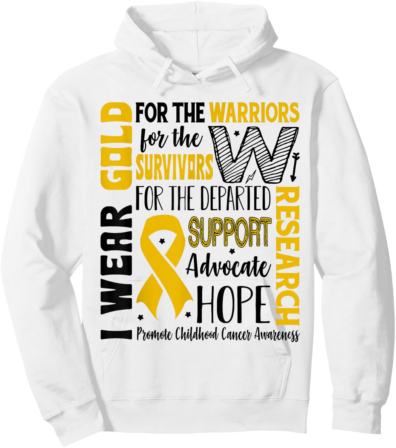 Gold for a Child Fight Warriors Childhood Cancer Awareness Hoodie - Hoodie | White