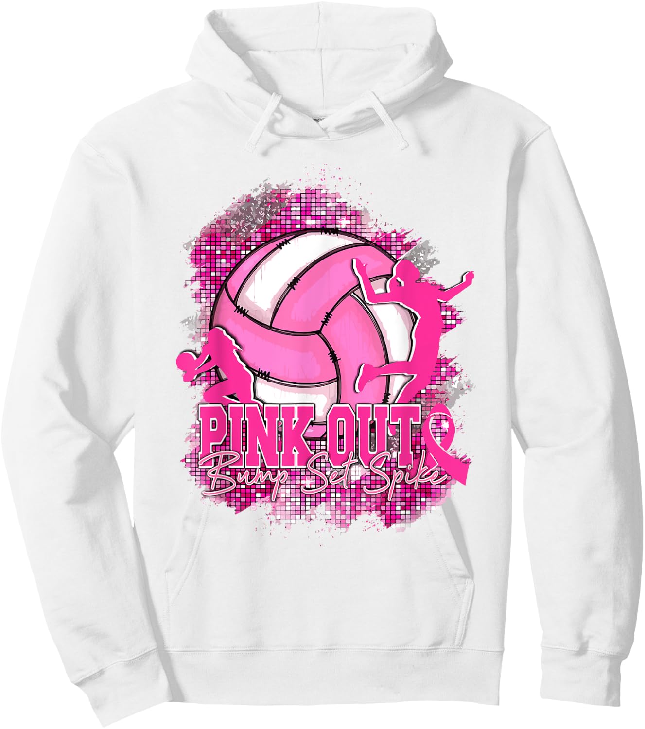 Pink Out Bump Set Spike Volleyball Breast Cancer Awareness Hoodie - Hoodie | White