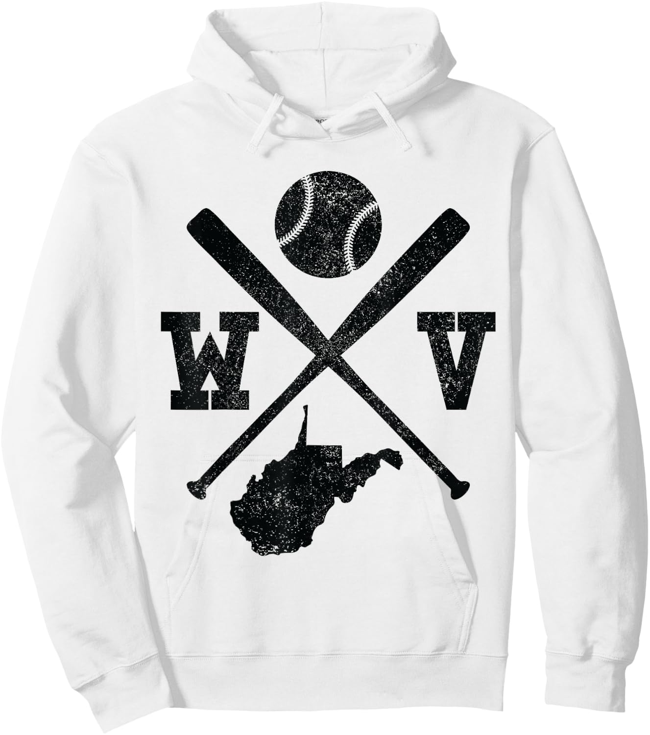 WV USA State - Baseball Player West Virginia Hoodie - Hoodie | White