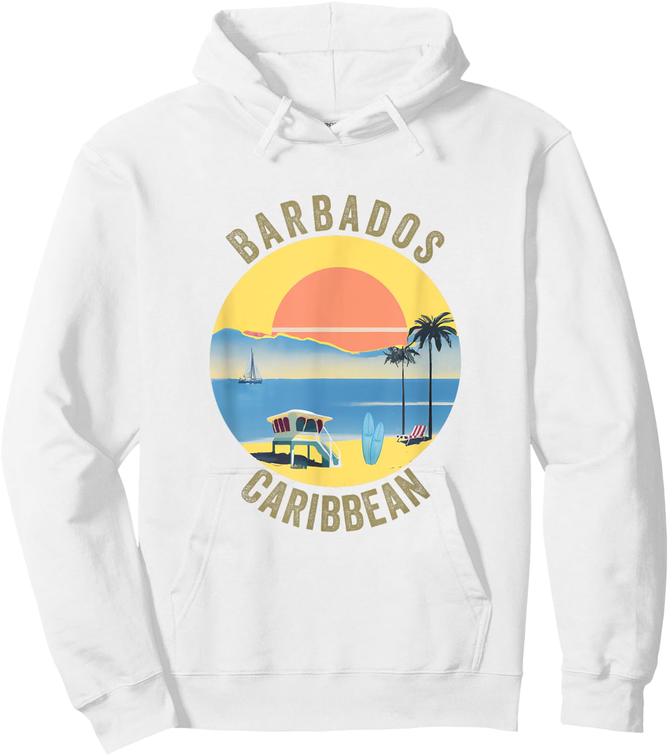 Barbados Souvenir Apparel - Retro Vintage Barbados Hoodie - Hoodie | White