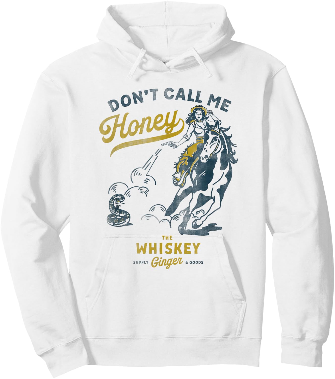 Don't Call Me Honey: Western Pinup Cowgirl On Horseback Hoodie - Hoodie | White
