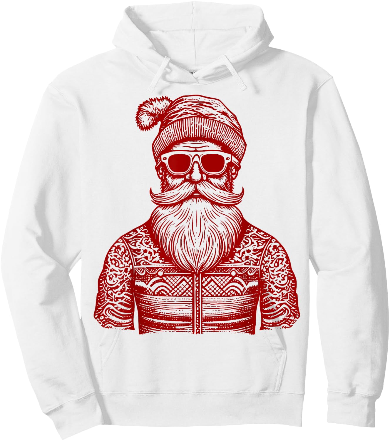 Cool Hip Santa Claus Christmas Hipster Dude Dad Ugly Sweater Hoodie - Hoodie | White