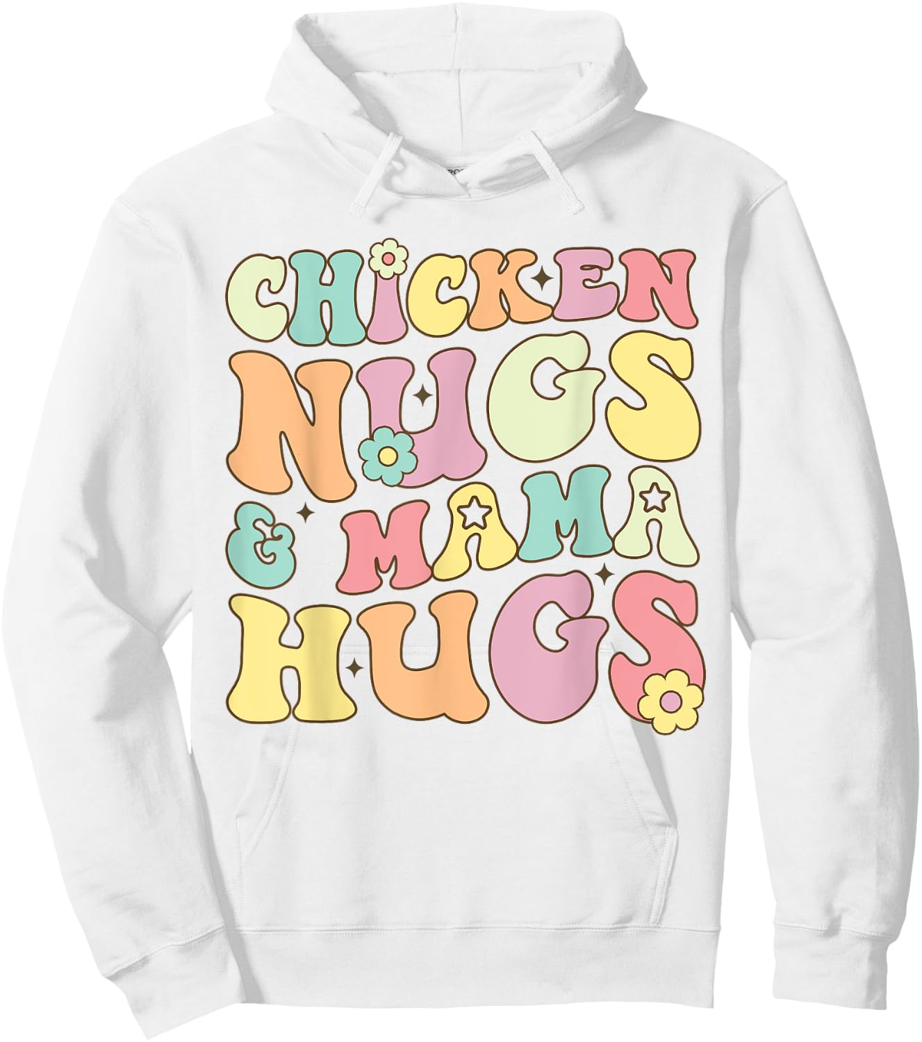 Retro Groovy Chicken Nugs and Mama Hugs Toddler Nuggets Hoodie - Hoodie | White