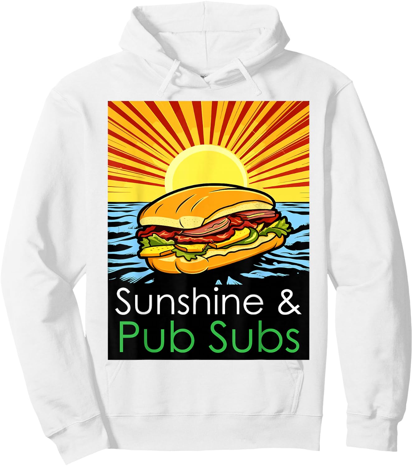Sunshine and Pub Subs Funny Cute Beach Lover Sunset Hoodie - Hoodie | White