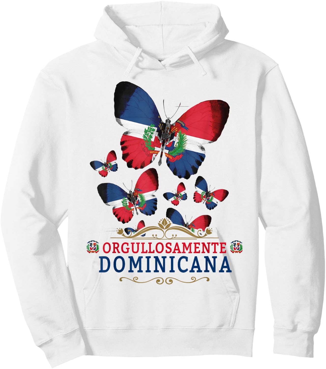Republica Dominicana Butterfly & Dominican Flag Hoodie - Hoodie | White