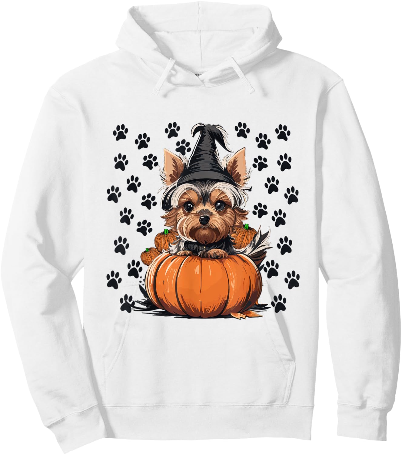 Yorkie Halloween Costume Pumpkin Men Women Kids Dog Hoodie - Hoodie | White