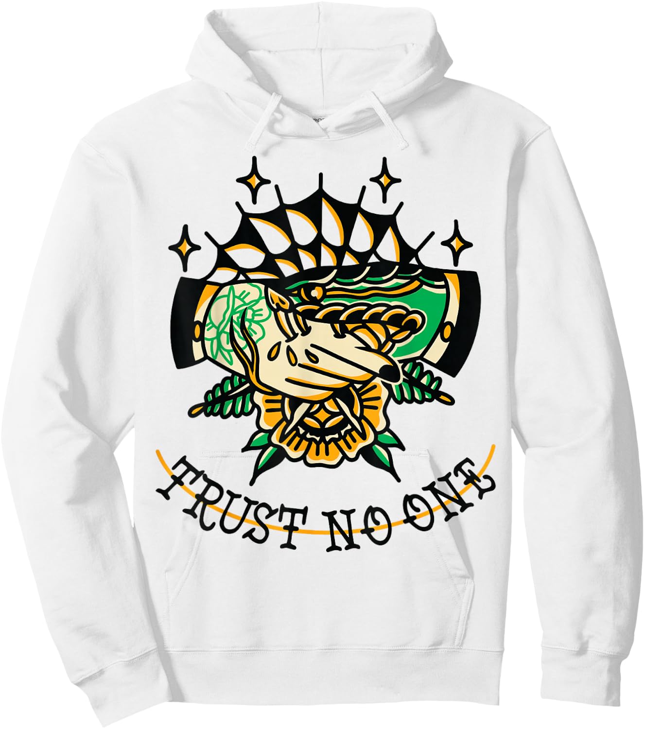 Trust No One Alternative Traditional Tattoo Flash Edgy Snake Hoodie - Hoodie | White
