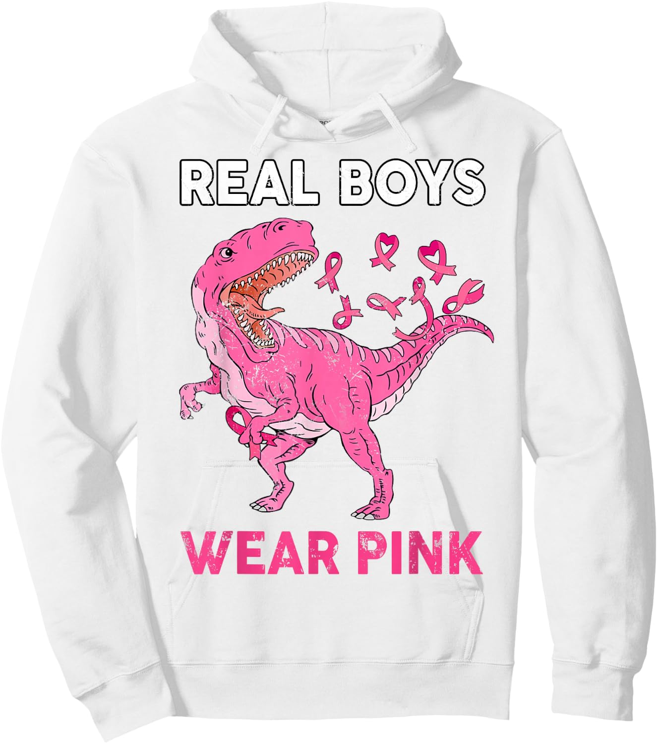 Breast Cancer Awareness Real Boy Wear Pink Kids Youth Childs Hoodie - Hoodie | White