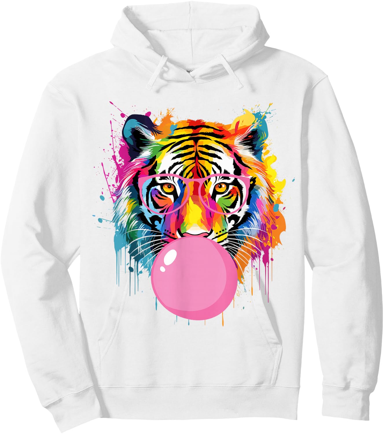 Cool Big Tiger Bubble Gum Coloring Glasses Mama Women Lover Hoodie - Hoodie | White