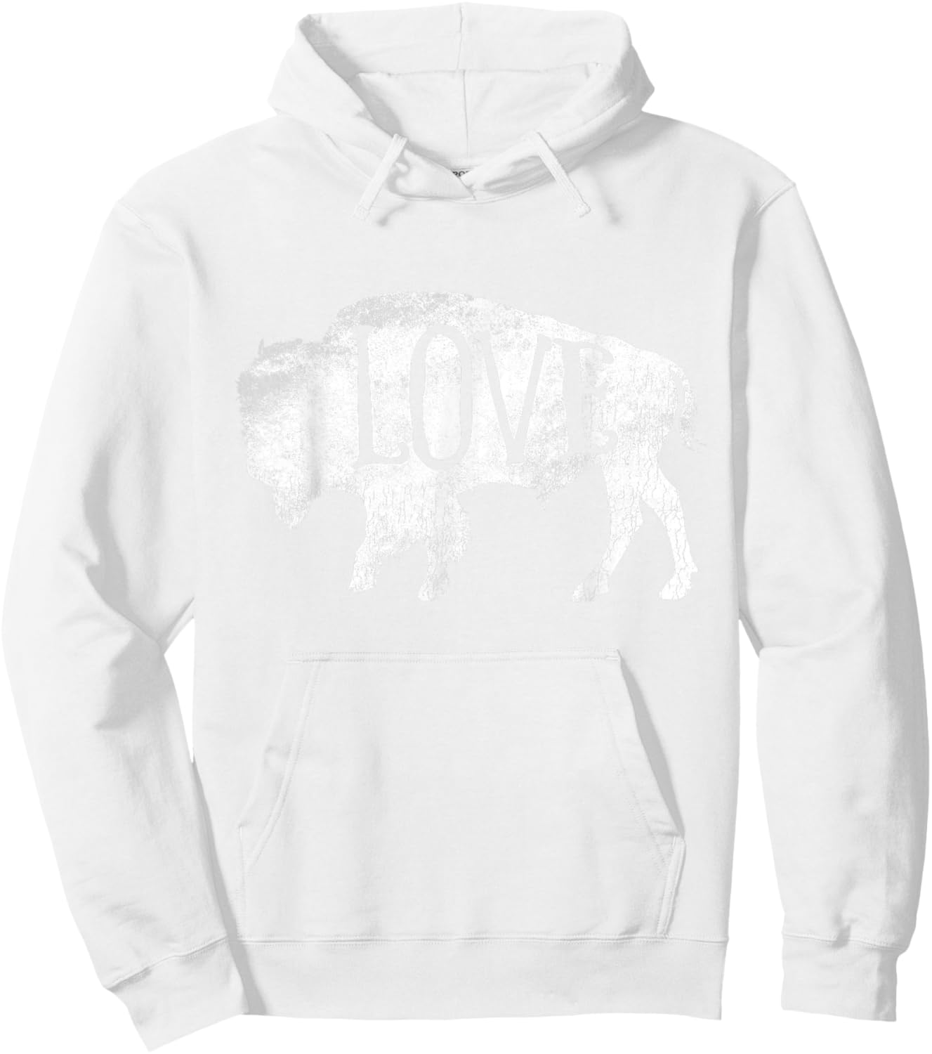 American Vintage Buffalo Silhouette Love Bison Hoodie - Hoodie | White