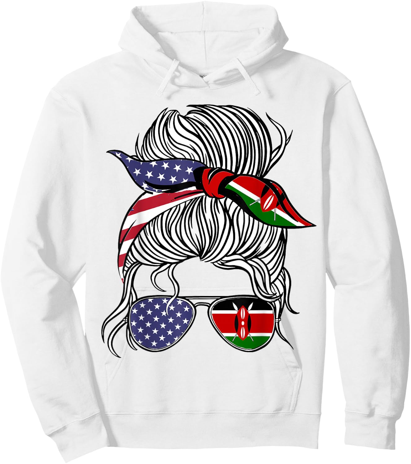 American Kenyan Patriot Flag Women Girl Kenya Grown Hoodie - Hoodie | White