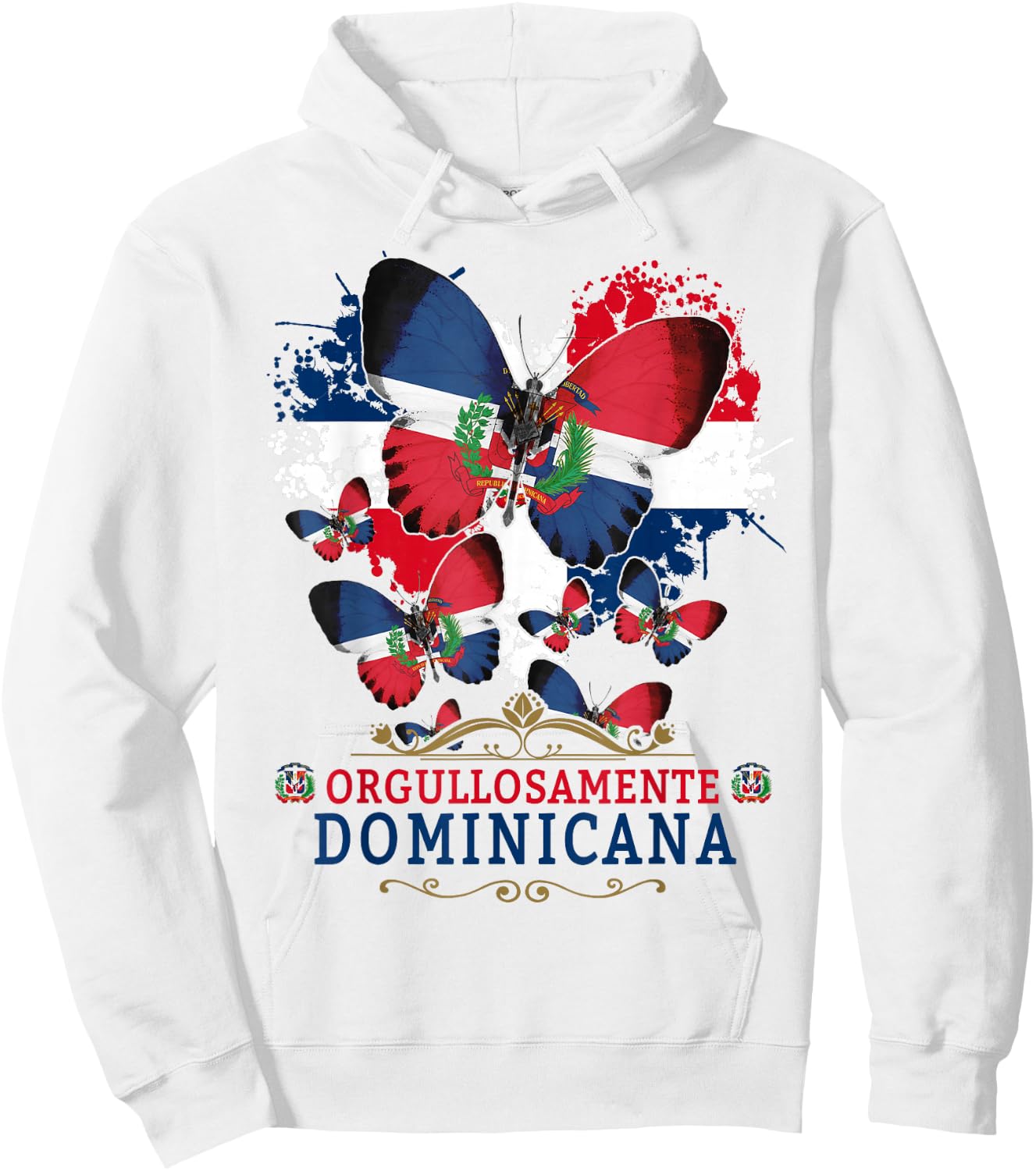 Republica Dominicana Butterfly & Dominican Flag Hoodie - Hoodie | White