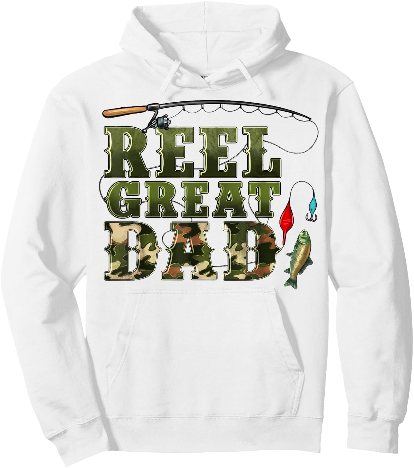 Camouflage Reel Great Dad Fishing Happy Fathers Day Hoodie - Hoodie | White