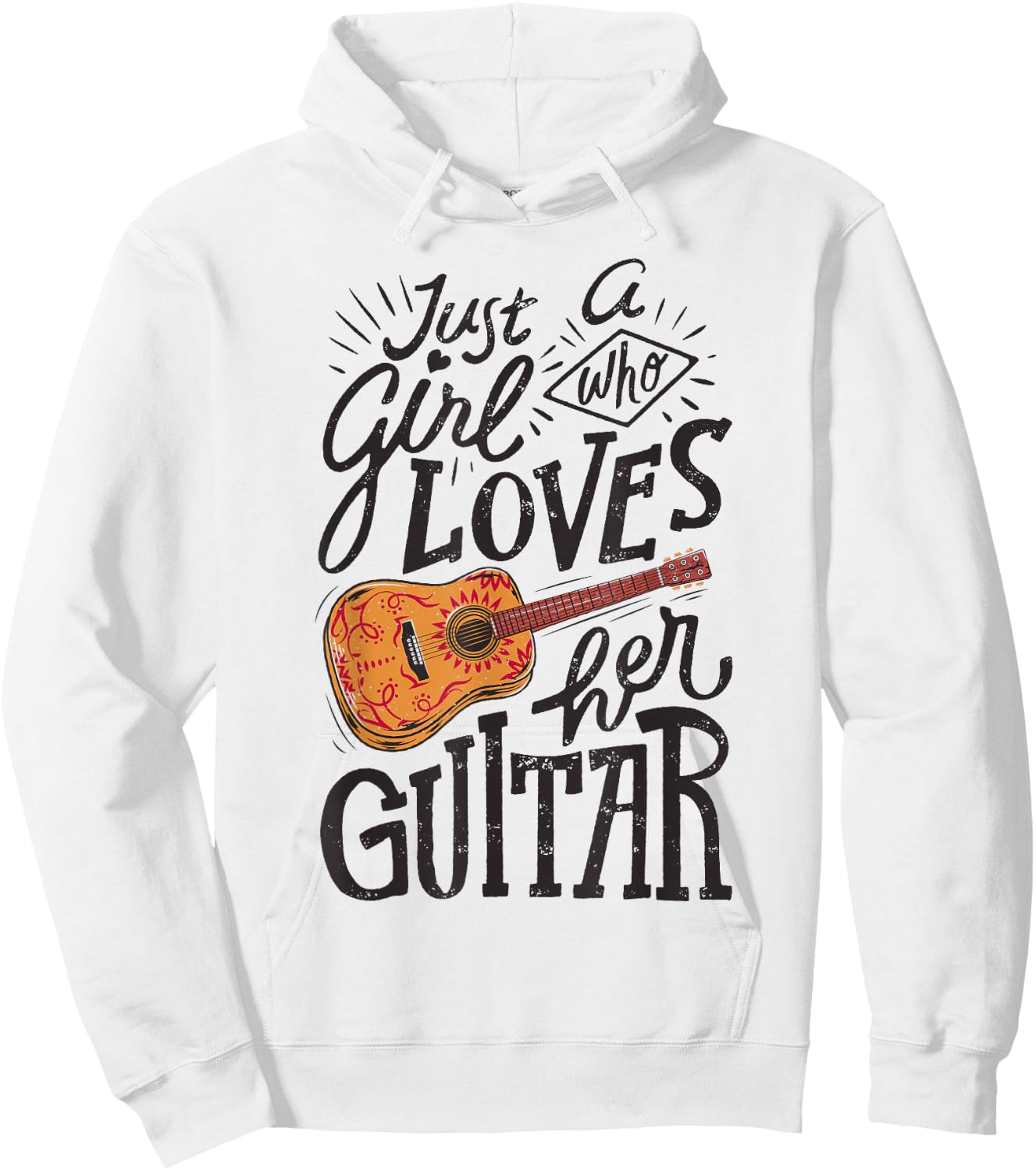 Just A Girl Who Loves Her Guitar Acoustic Guitarist Music Hoodie - Hoodie | White
