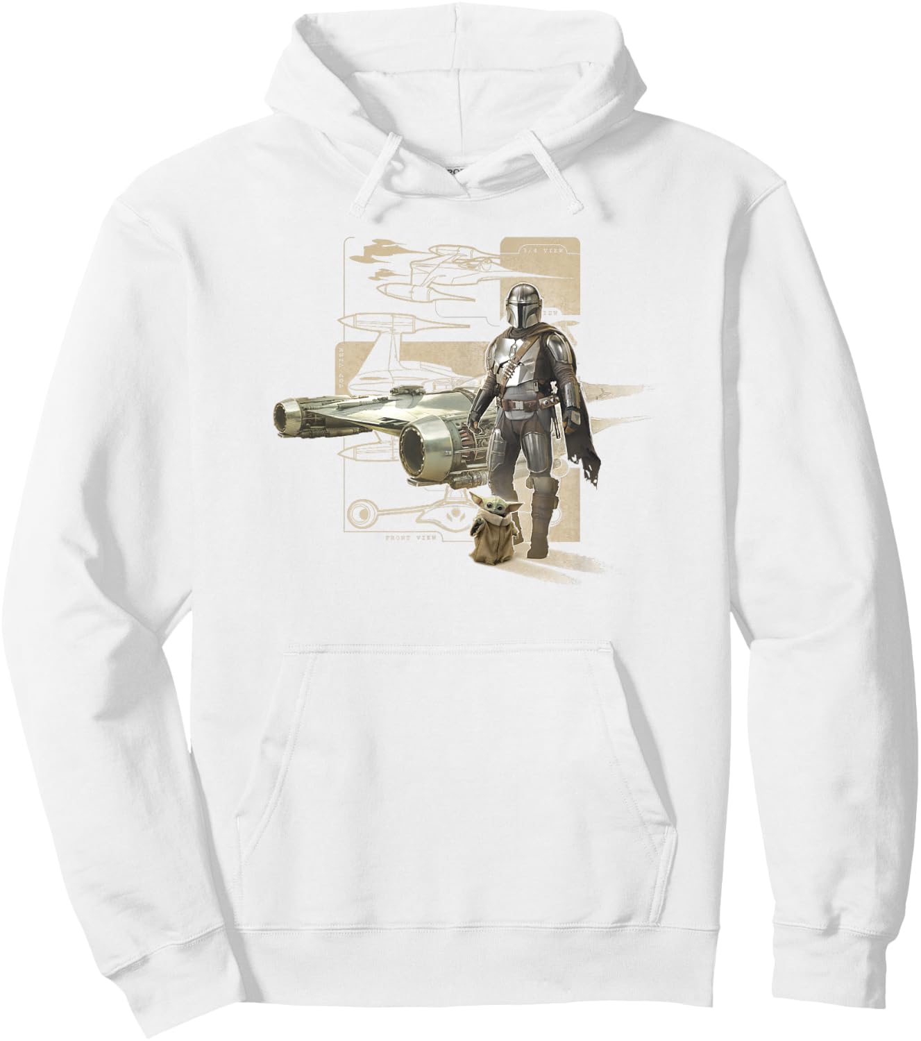 Star Wars: The Mandalorian & Child Starfighter Schematic Hoodie - Hoodie | White
