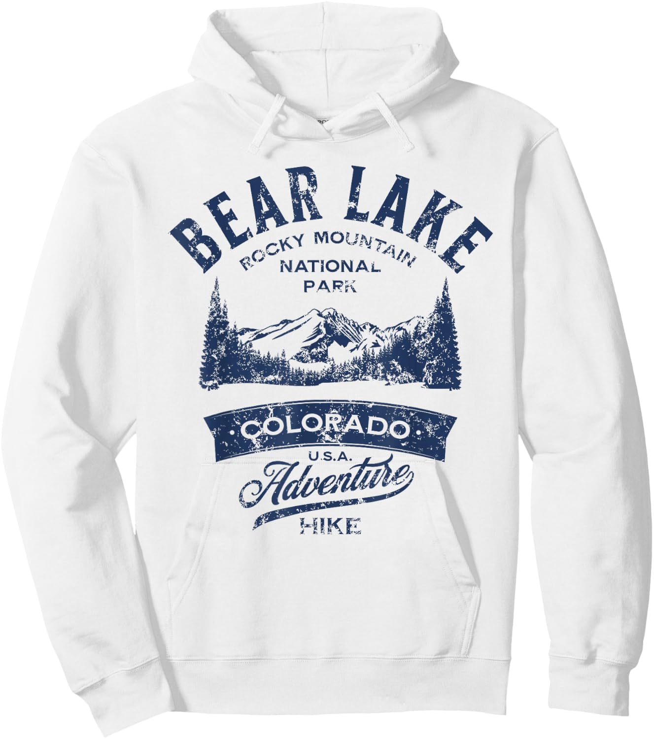 Bear Lake Rocky Mountain National Park Distressed Design Hoodie - Hoodie | White