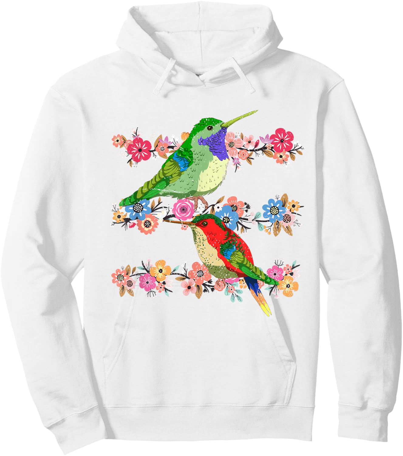 Animal Lover Flowers Pretty Bird Floral Vintage Hummingbird Hoodie - Hoodie | White