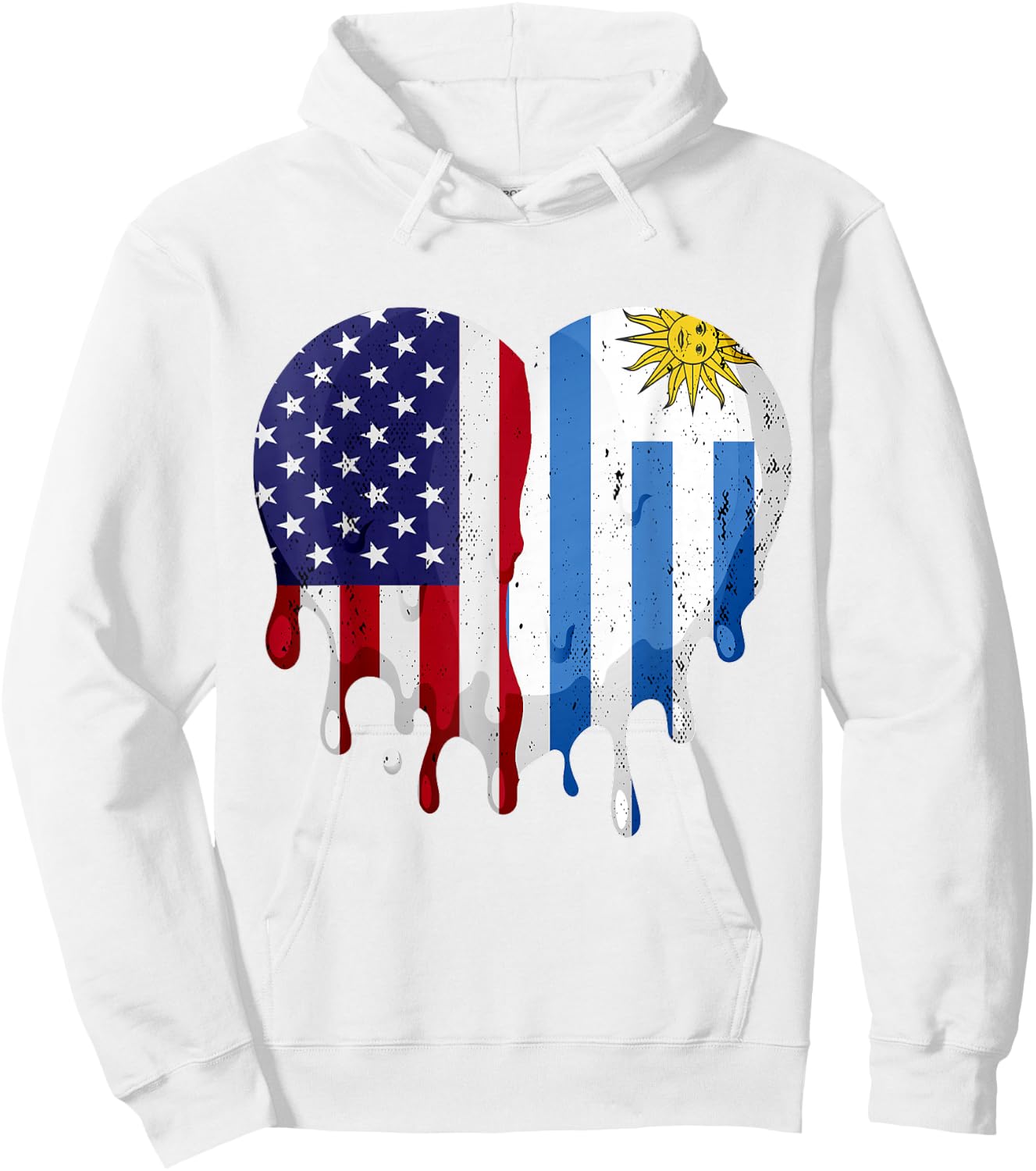 American Uruguayan Hispanic Heritage Month Flag Heart Hoodie - Hoodie | White