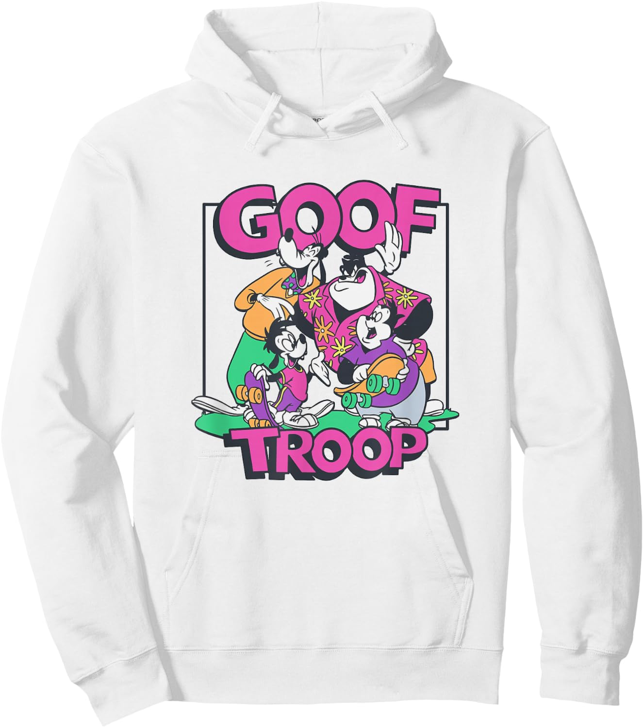 Disney A Goofy Movie Goof Troop Neon Group Shot Portrait Hoodie - Hoodie | White