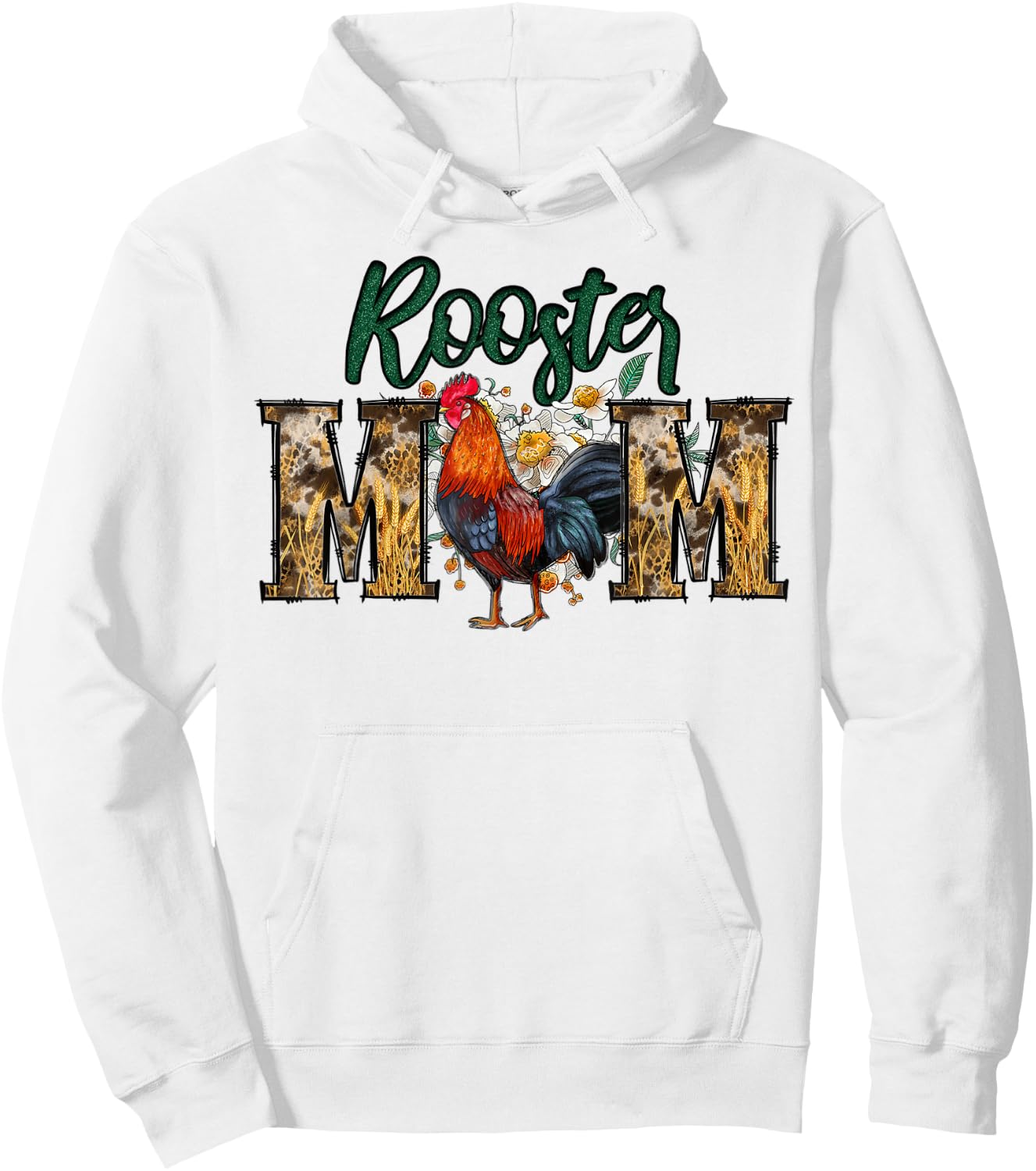 Rooster Mom Print Flowers for Mother's Day Chicken Lovers Hoodie - Hoodie | White