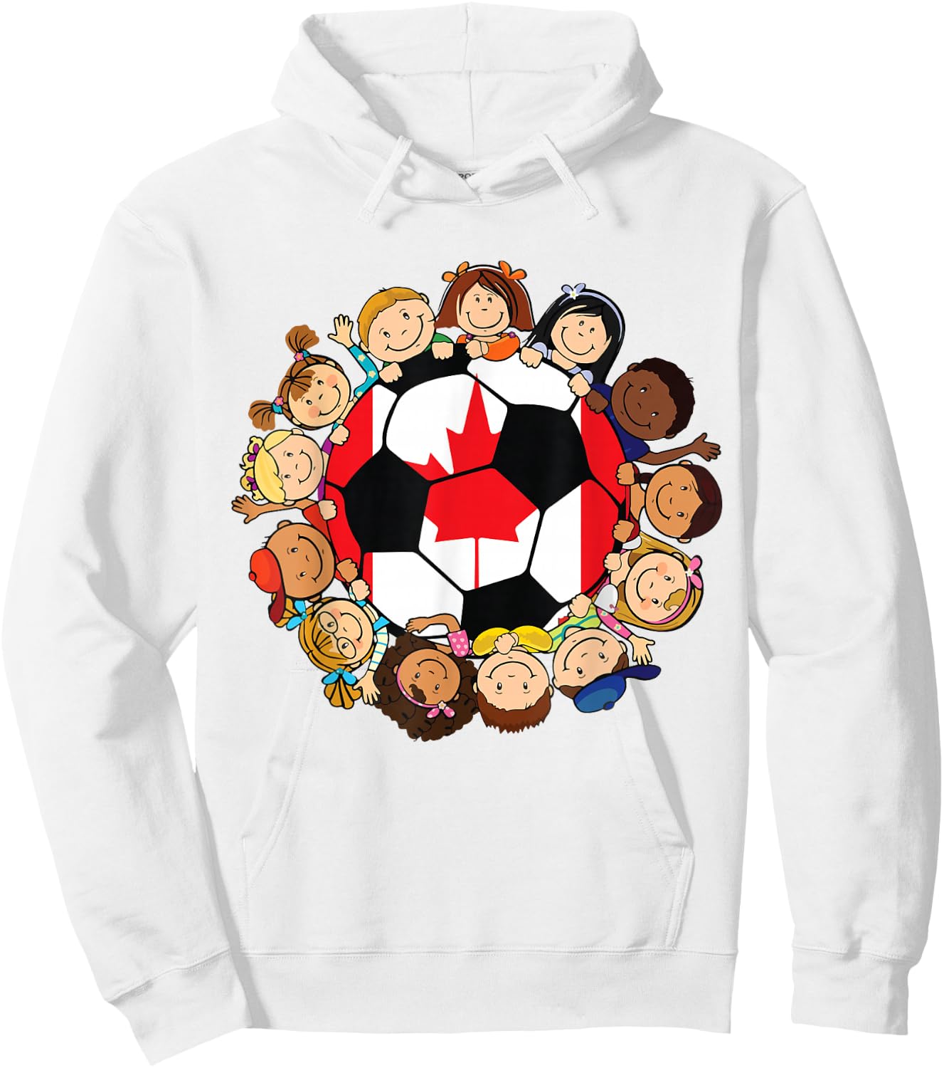 Canada Soccer Ball Kids Toddler Girls Around Canadian Flag Hoodie - Hoodie | White