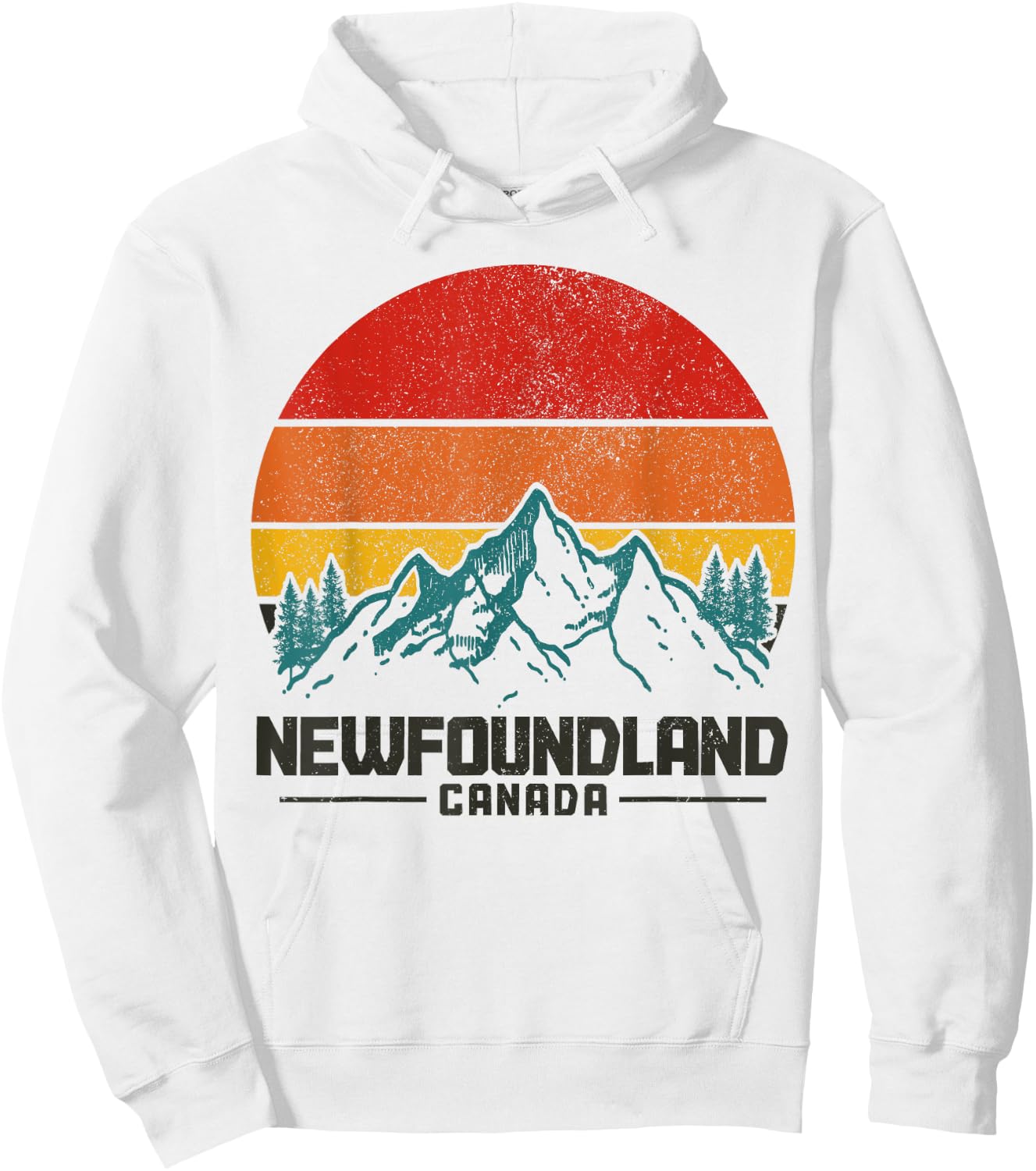 Newfoundland Canada Vintage Mountains Hiking Nature Canadian Hoodie - Hoodie | White