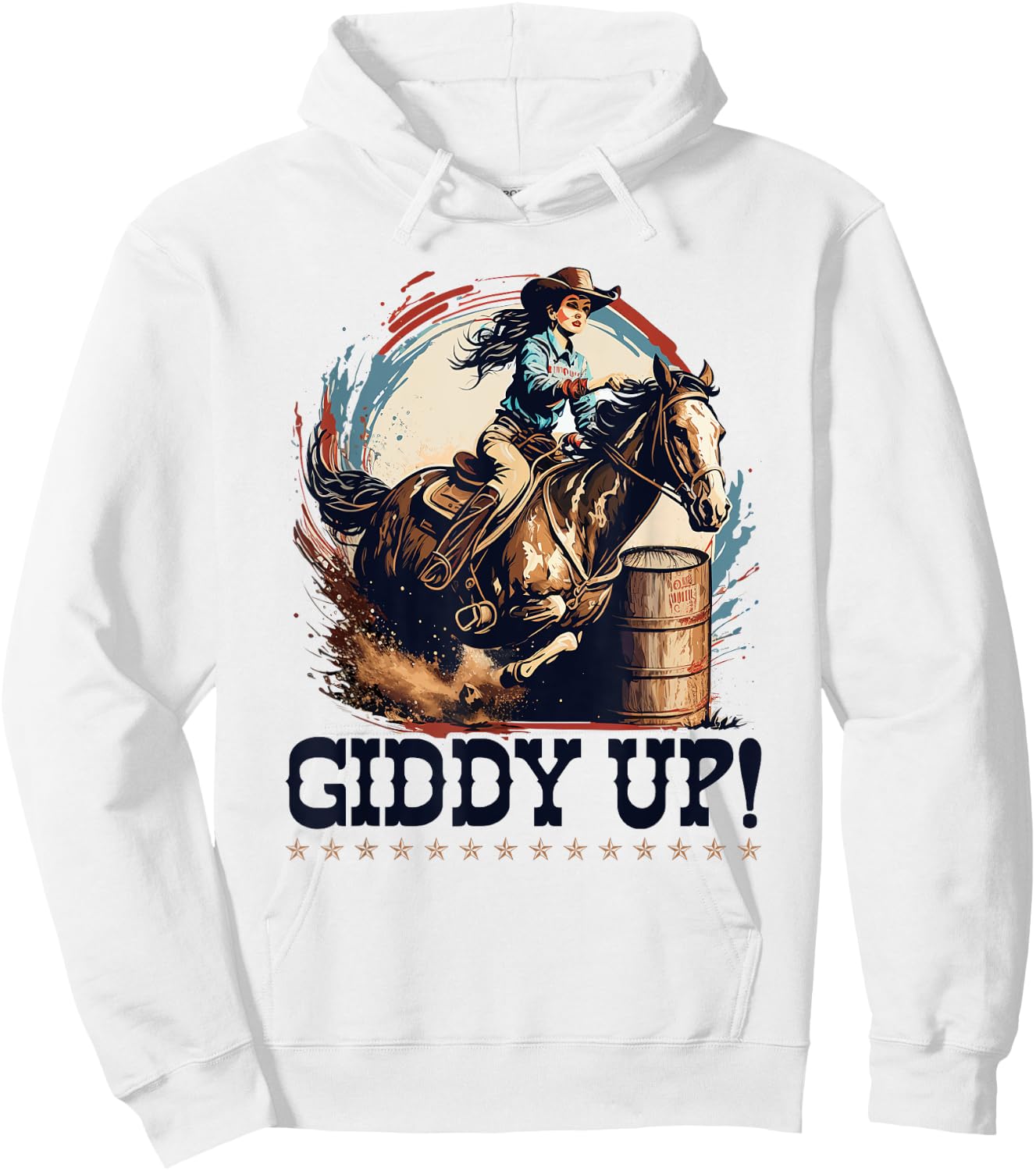 Barrel Racing Rodeo Cowgirl, Giddy Up, Barrel Racer Hoodie - Hoodie | White