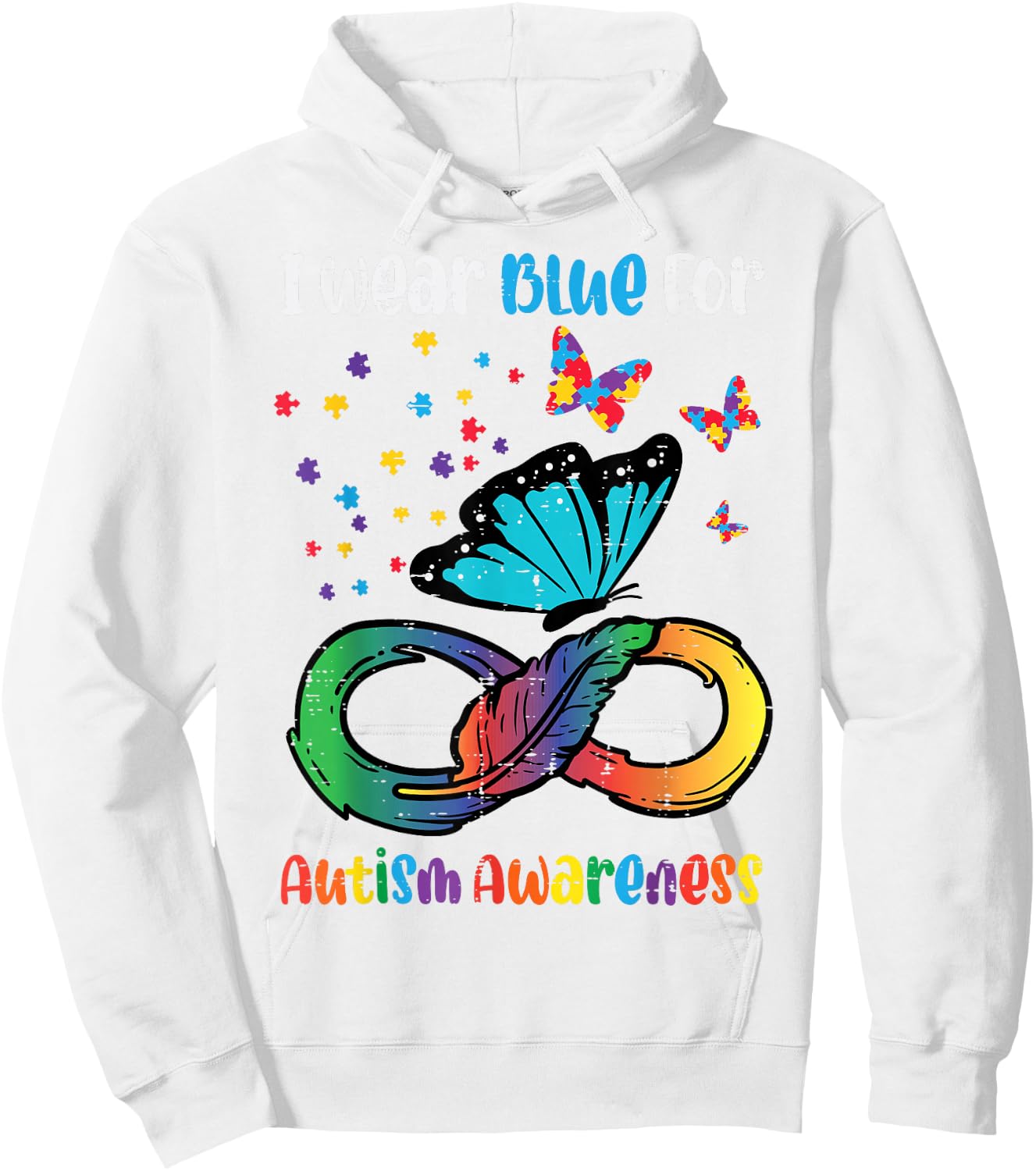 Blue For Autism Awareness Infinity Butterfly Women Men Kids Hoodie - Hoodie | White