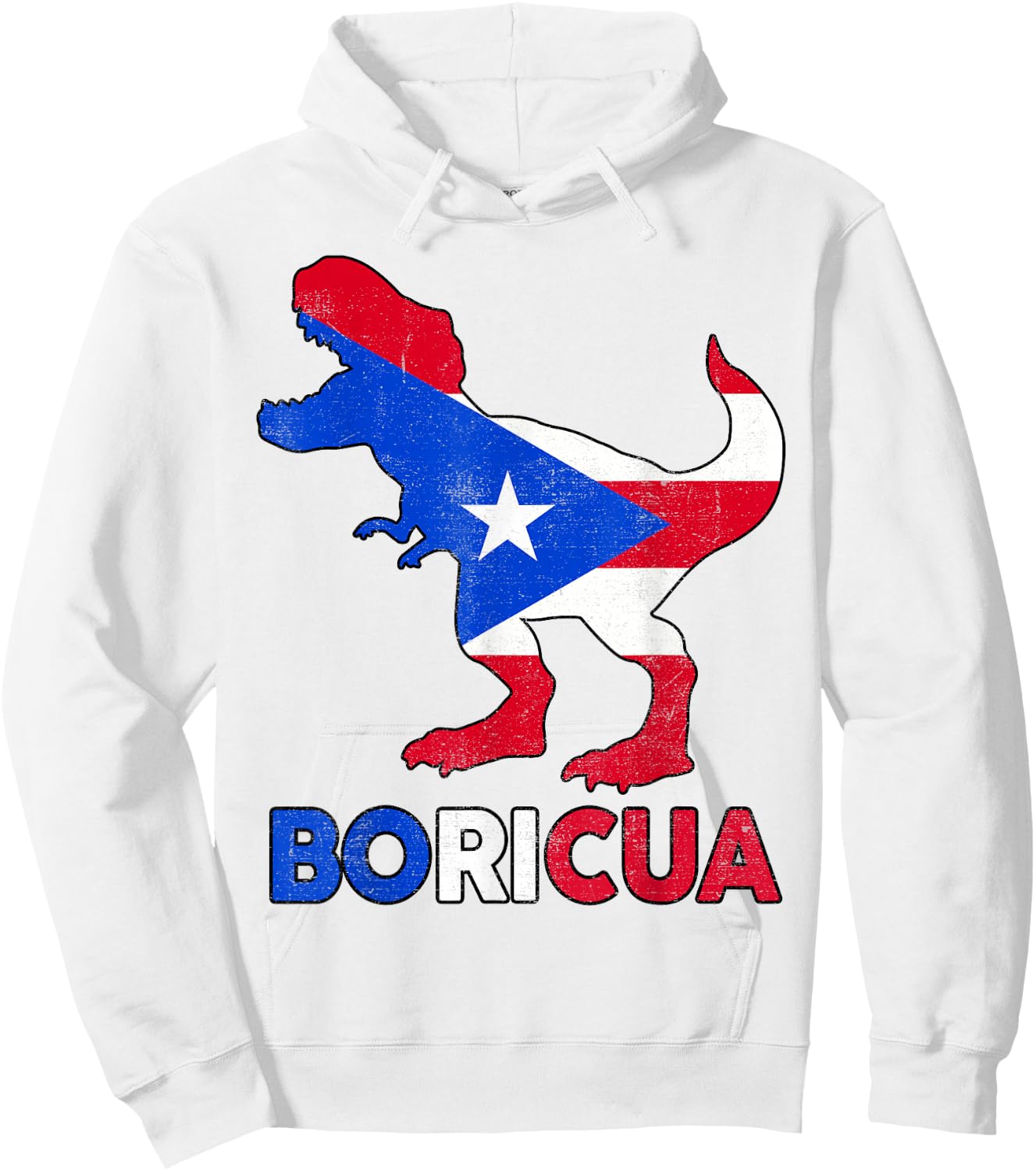 Boricua Puerto Rico Boys Dino Rican Flag Hispanic Heritage Hoodie - Hoodie | White
