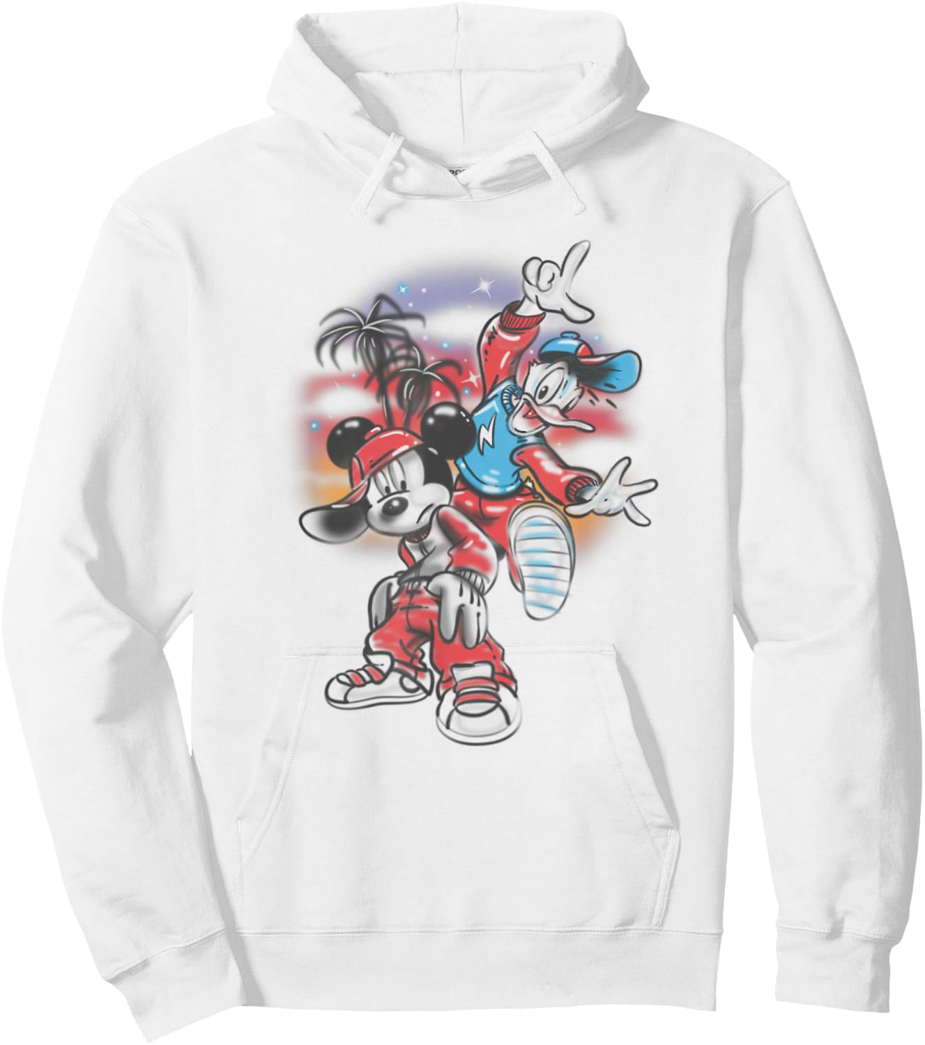 Disney Mickey And Friends Air Brush Graffiti Mickey & Donald Hoodie - Hoodie | White