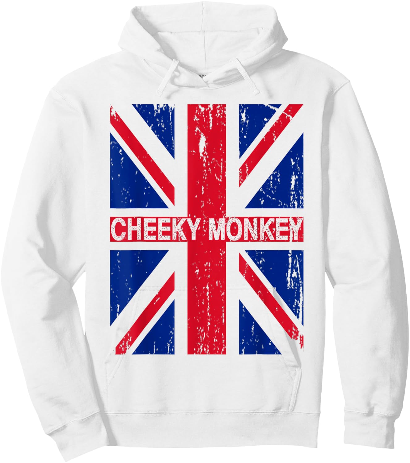 Cheeky Monkey Union Jack Great Britain Flag British Slang Hoodie - Hoodie | White