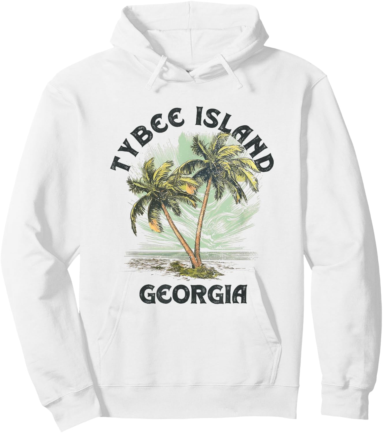 Tybee Island Georgia Palms Vintage Beach Women Hoodie - Hoodie | White