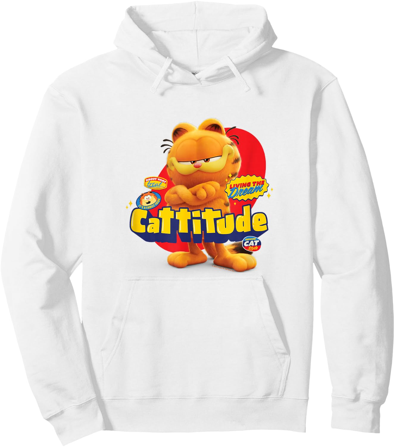 The Garfield Movie Cattitude Sassy Garfield Portrait Hoodie - Hoodie | White