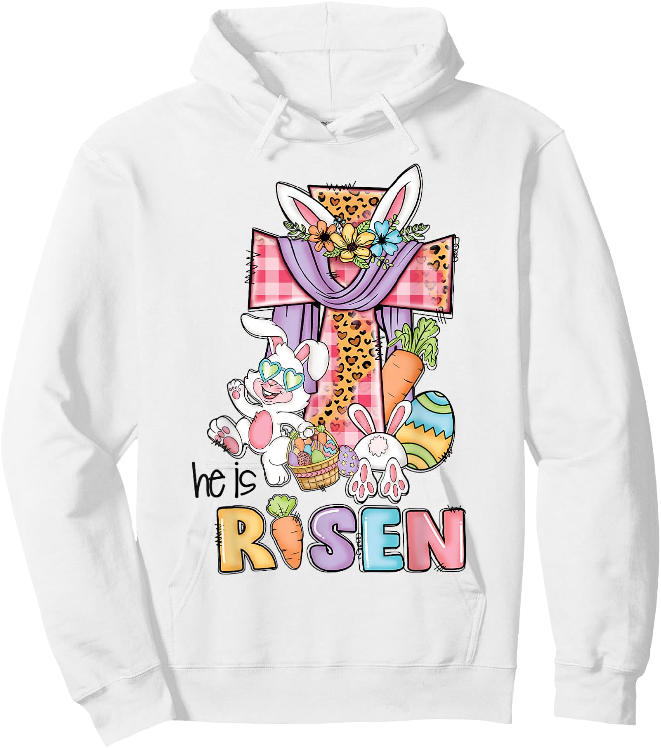 He is Risen Floral Cross Vintage Happy Easter Day Hoodie - Hoodie | White