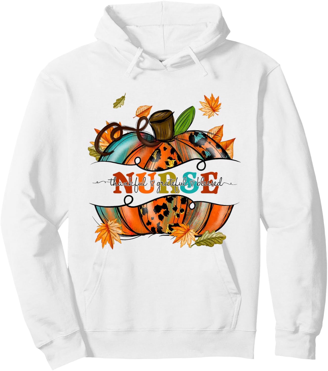 Autumn Fall Outfit Nurse Thankful Grateful Blessed Pumpkin Hoodie - Hoodie | White