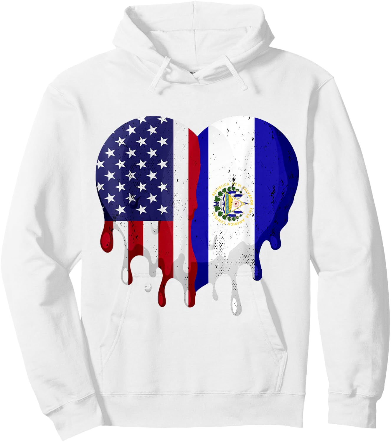 American Salvadoran Hispanic Heritage Month Flag Heart Hoodie - Hoodie | White