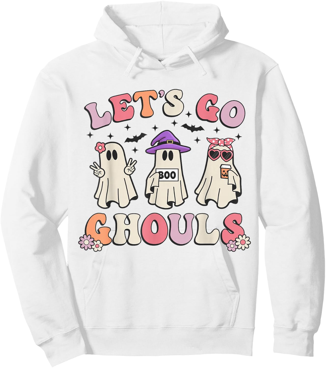 Lets Go Ghouls Retro Halloween Ghost Women Toddler Girl Hoodie - Hoodie | White