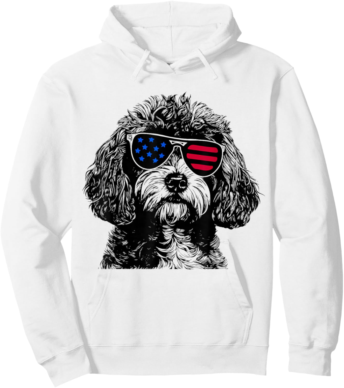 Cavapoo Dog 4th July America USA Flag Hoodie - Hoodie | White