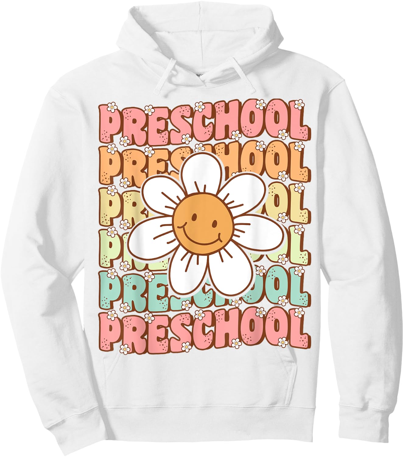 Groovy Preschool Cute Back To School First Day of Pre K Hoodie - Hoodie | White