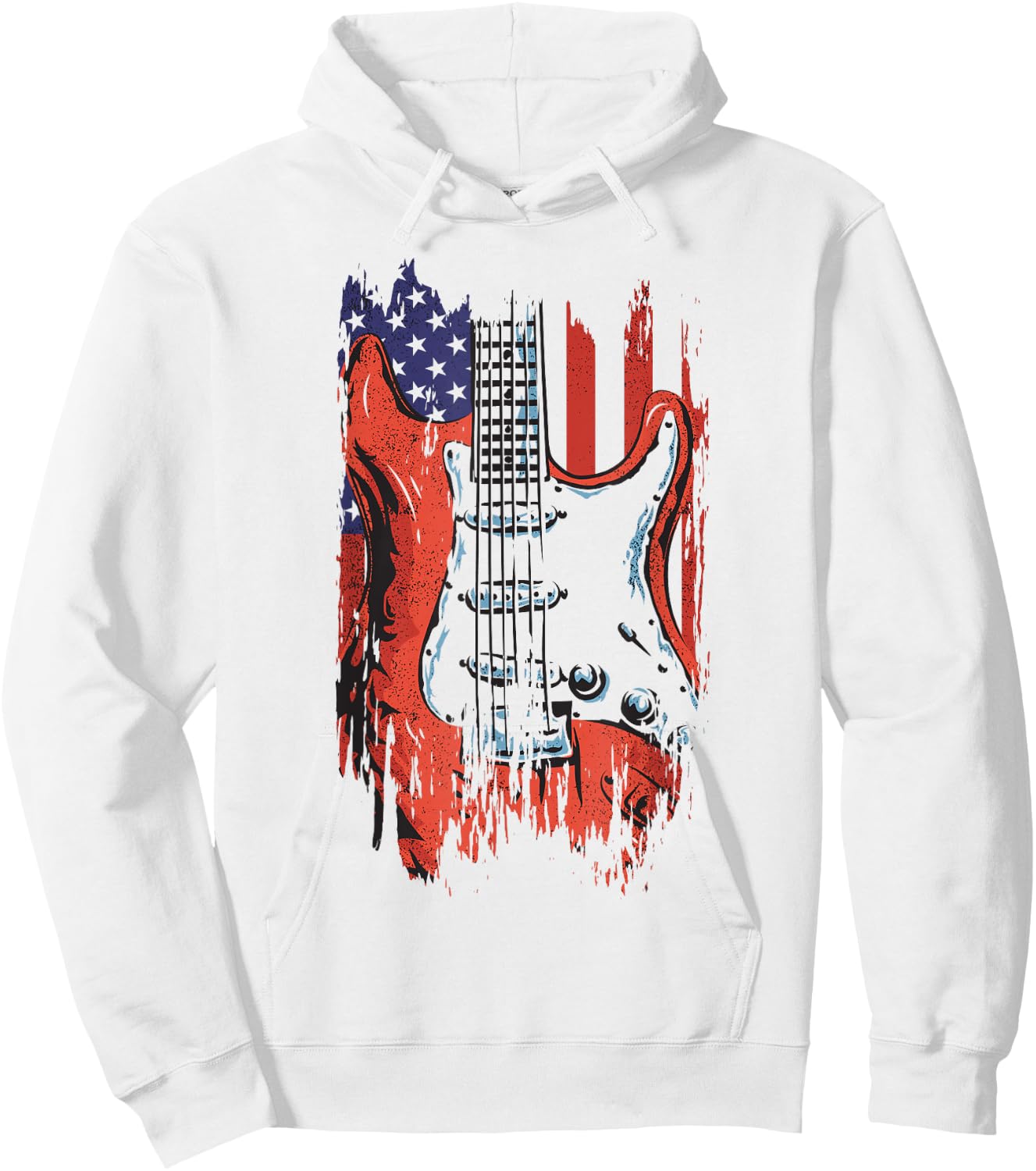 American Flag Guitar 4th of July Guitarist USA Country Music Hoodie - Hoodie | White