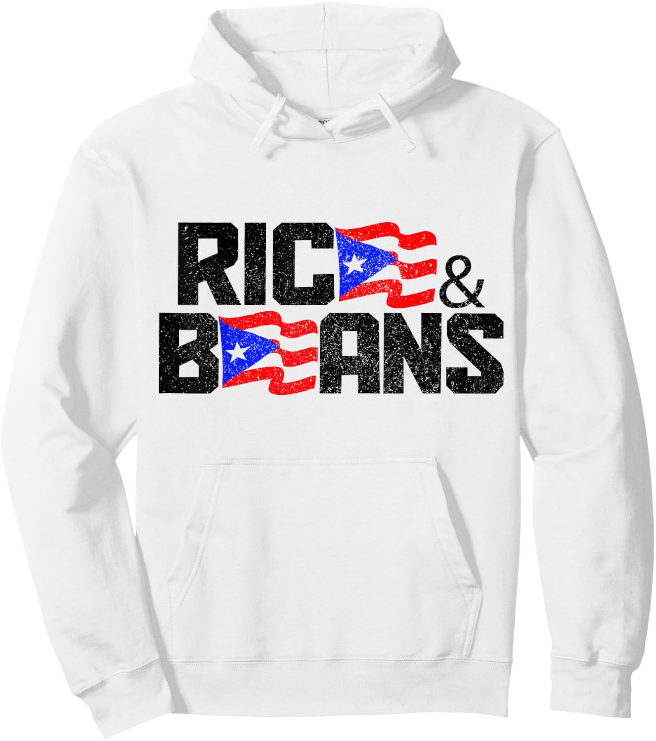 Rice and Beans of Puerto Rico Boricua Flag Hoodie - Hoodie | White