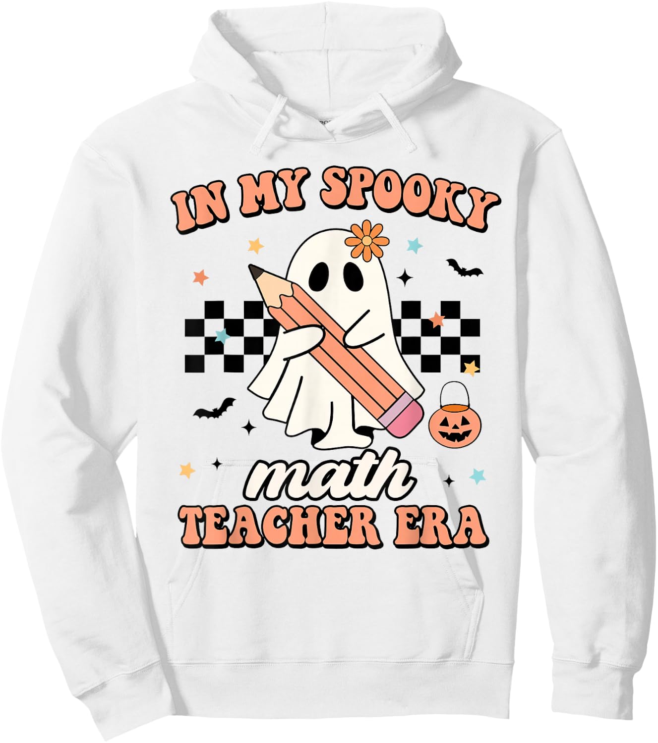 in My Spooky Math Teacher Era Groovy Retro Halloween Costume Women Hoodie - Hoodie | White