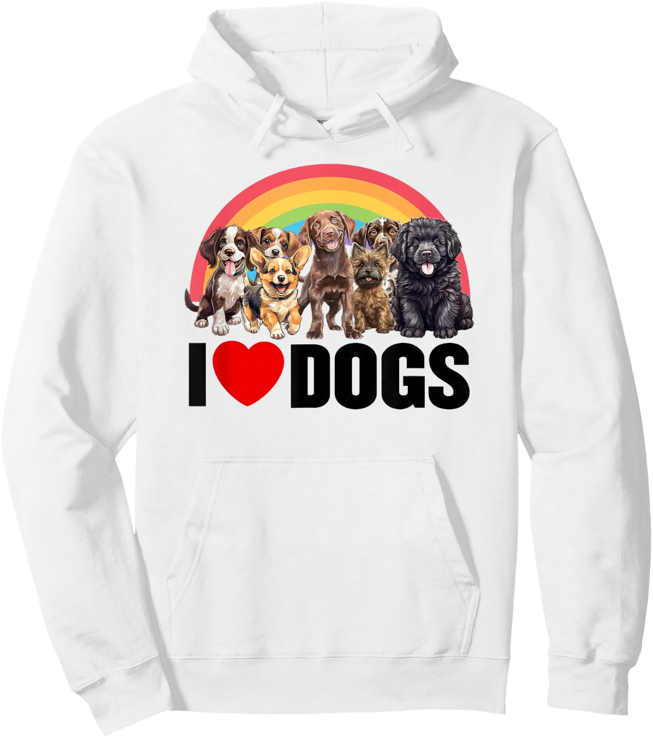 I Love Dogs Shirt, Cute Rainbow Shirt, Funny I Heart Dogs Hoodie - Hoodie | White
