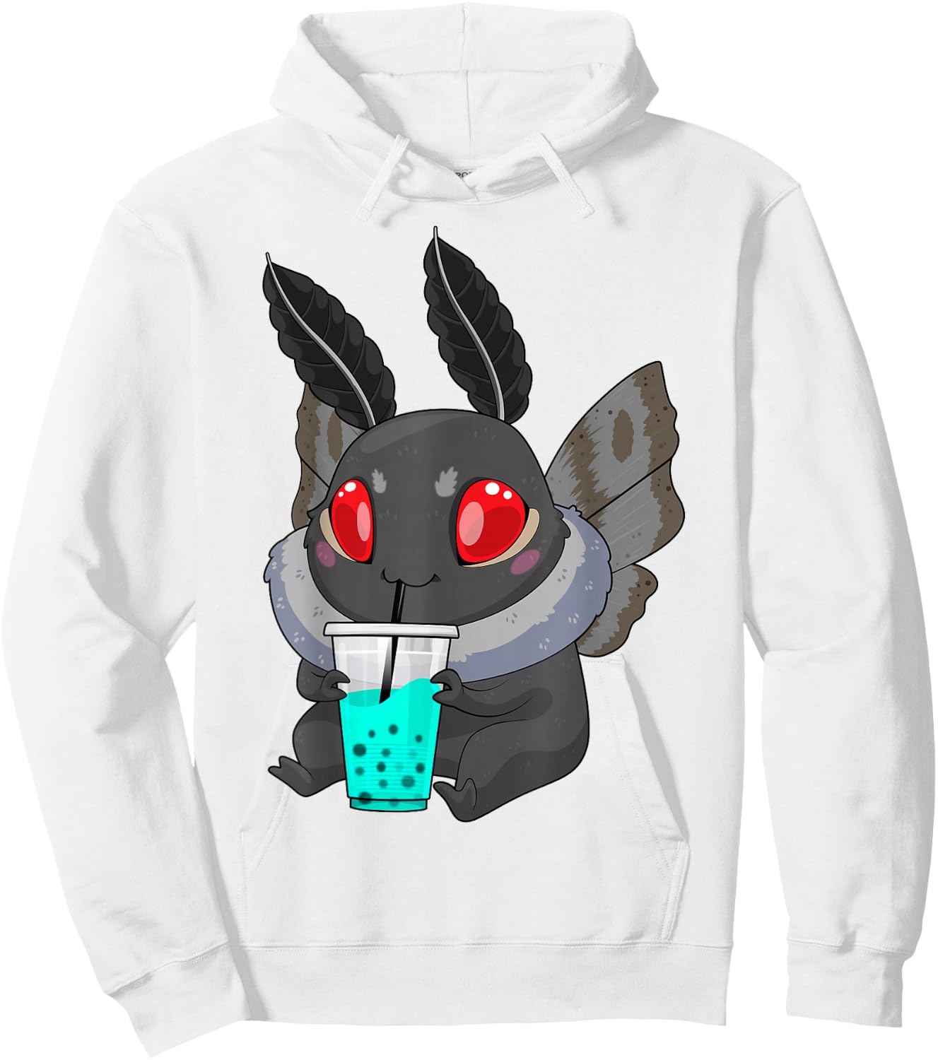 Mothman Bubble Tea Cryptid Kawaii Boba Creature Folklore Hoodie - Hoodie | White