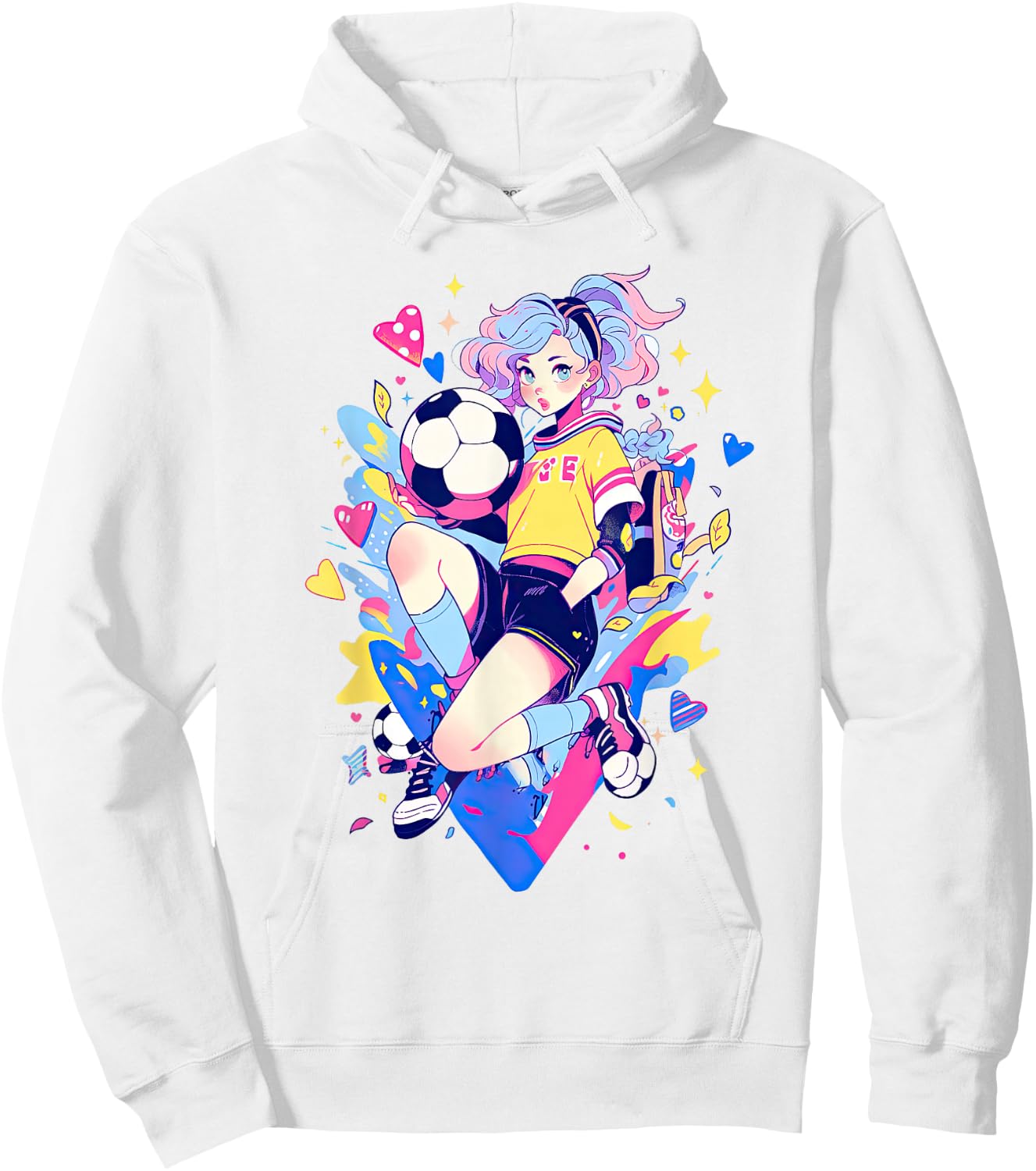 Soccer Girl in funny Pastel japan Anime Aesthetic japanese Hoodie - Hoodie | White