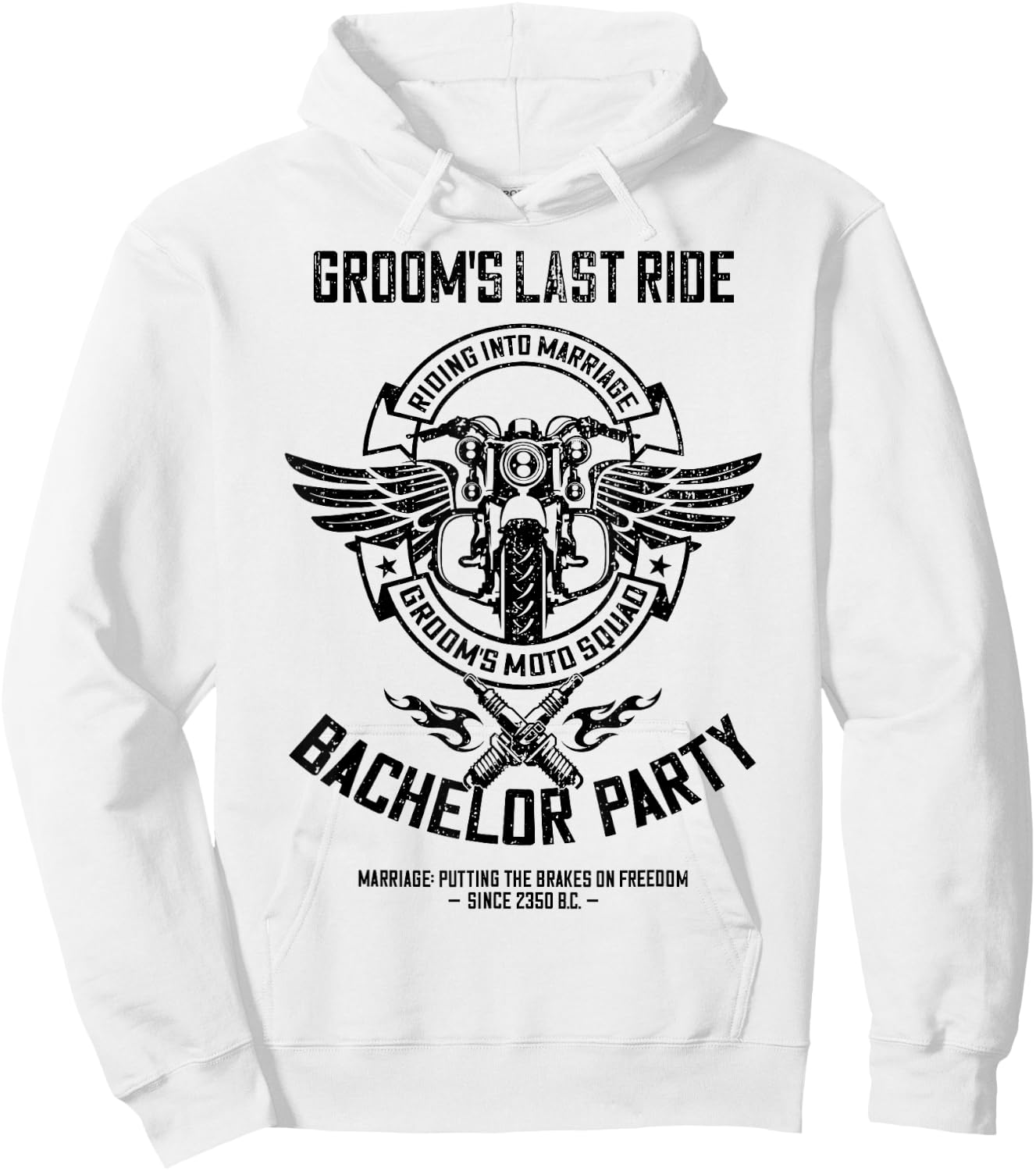 Groom's Last Ride, Retro Motorcycle Bachelor Party 2/2 Squad Hoodie - Hoodie | White