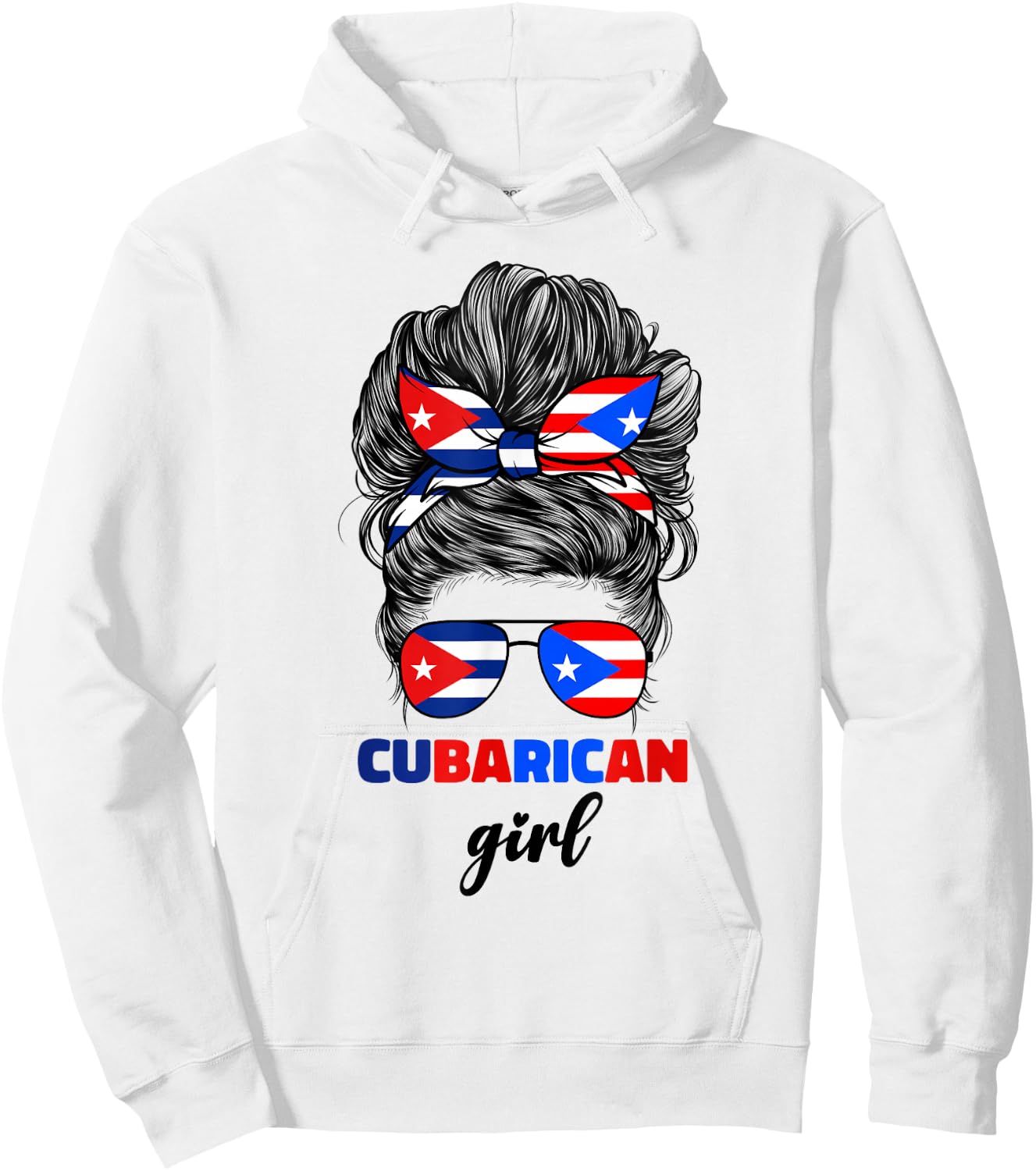 Half Cuban And Puerto Rican Rico Cuba Flag Cubarican Girl Hoodie - Hoodie | White